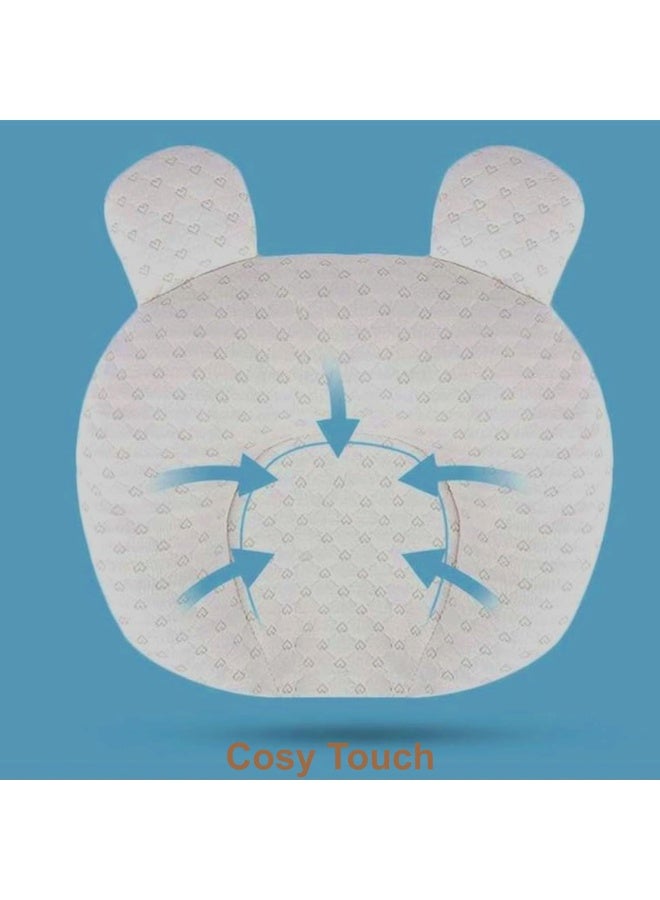 Baby Head Shaping Pillow, Flat Head Prevention Memory Foam Infant Pillow, Ergonomic Newborn Head Support Cushion with Organic Cotton Cover for Crib, Stroller, Car Seat - Image 5