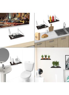 Arabest Floating Wall Shelf,Wall Decorative Corner Shelf,Black Wall Shelf Set of Three,Wall Mounted Wooden Shelf,Fashionable Home Decoration,Suitable for Bedroom/Living Room/Bathroom/Kitchen/Office(30+40+50cm)  - Image 5