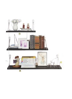 Arabest Floating Wall Shelf,Wall Decorative Corner Shelf,Black Wall Shelf Set of Three,Wall Mounted Wooden Shelf,Fashionable Home Decoration,Suitable for Bedroom/Living Room/Bathroom/Kitchen/Office(30+40+50cm)  - Image 3