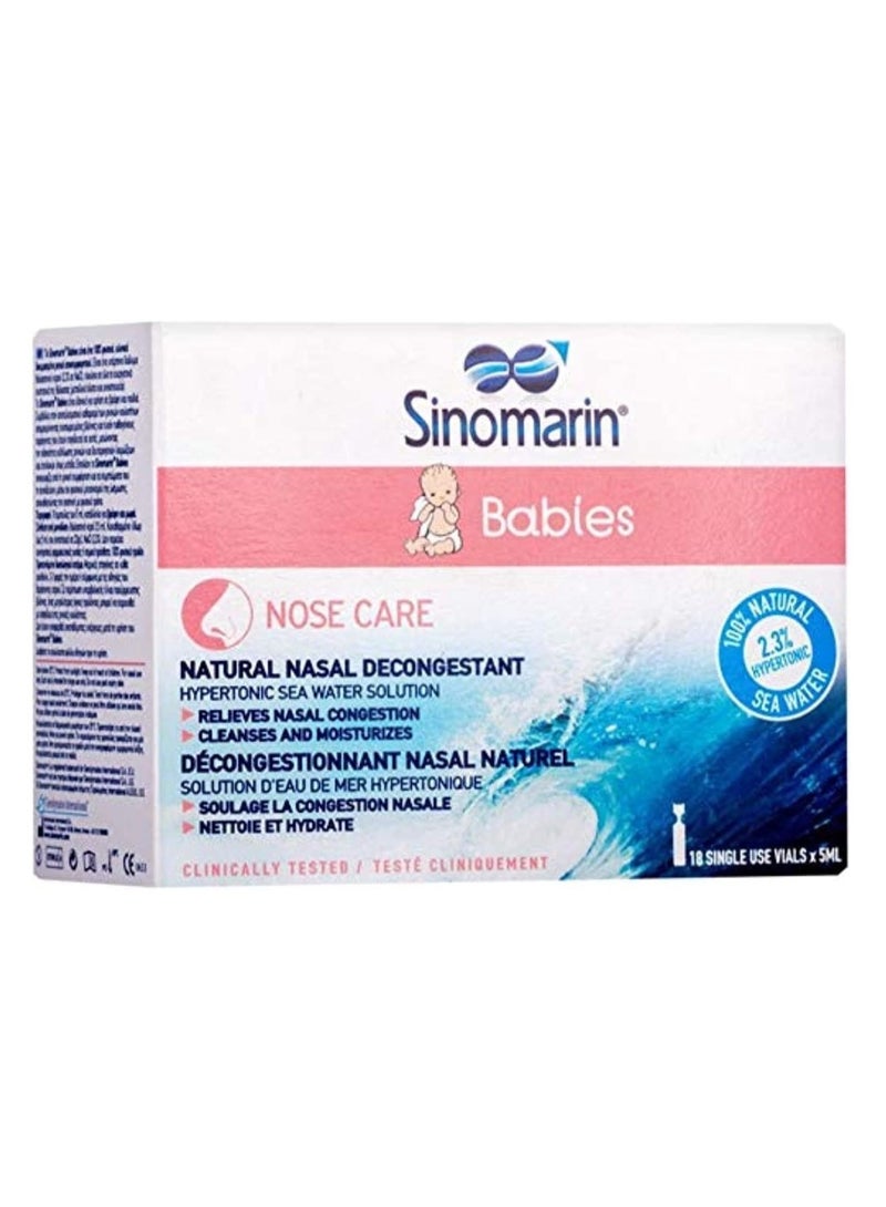 Sinomarin Babies Nose Care 5ml Vials | 18’s Pack for Nasal Congestion Relief