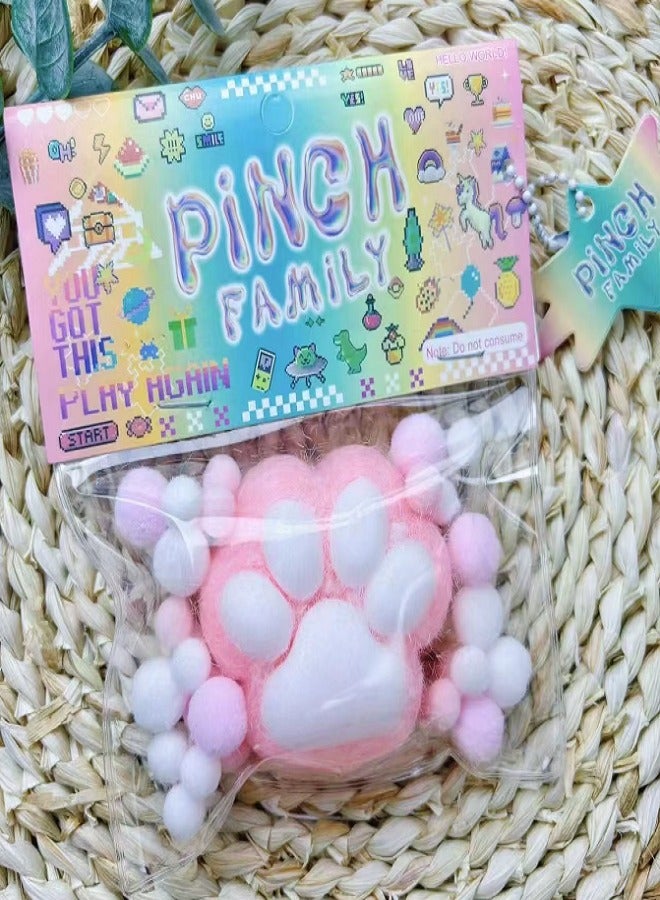 Squishy Cat Paw Fidget Toys, Pinch Family Squeeze Toys, Cute Squishies Stress Ball Fun Toys (Pink)