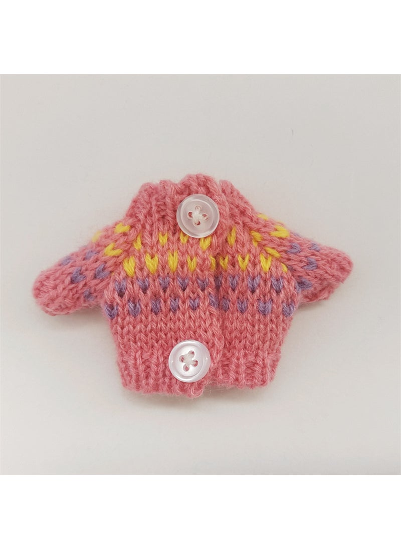 Trendy Labubu Doll Clothes Sweaters Scarves Pink button sweater one-piece 