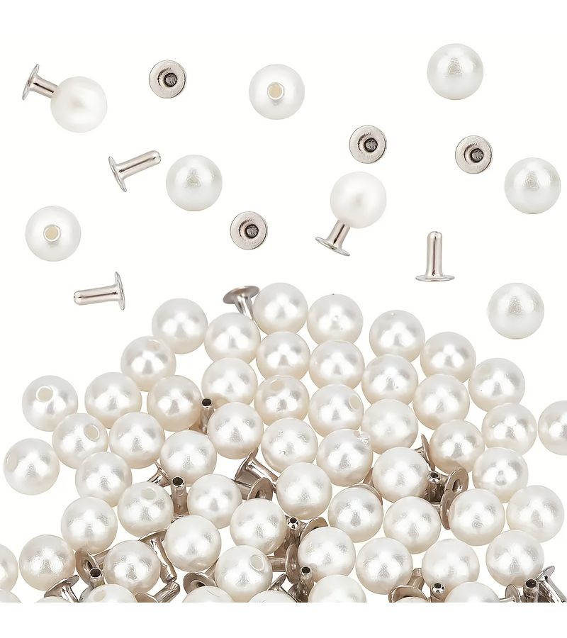 50 Sets of 6mm Half Hole Bead Rivet Pins for Sewing Clothing Hats Bags Shoes Bridal Veil and Dress Decoration - Image 5