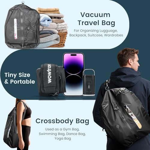 wowtron 40L Travel Vacuum Bags with Pump LED Light Save 80 Space Saver Vacuum Storage Bags IP67 Waterproof Vacuum Packing Bags for Carry on Luggage Suitcase Backpack Camping Gym - Image 3