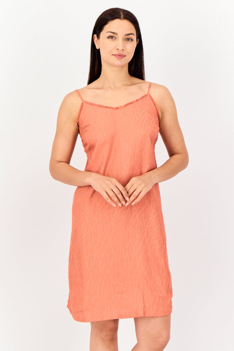 zivame Women V Neck Textured Sleepwear Dress, Old Rose - Image 1