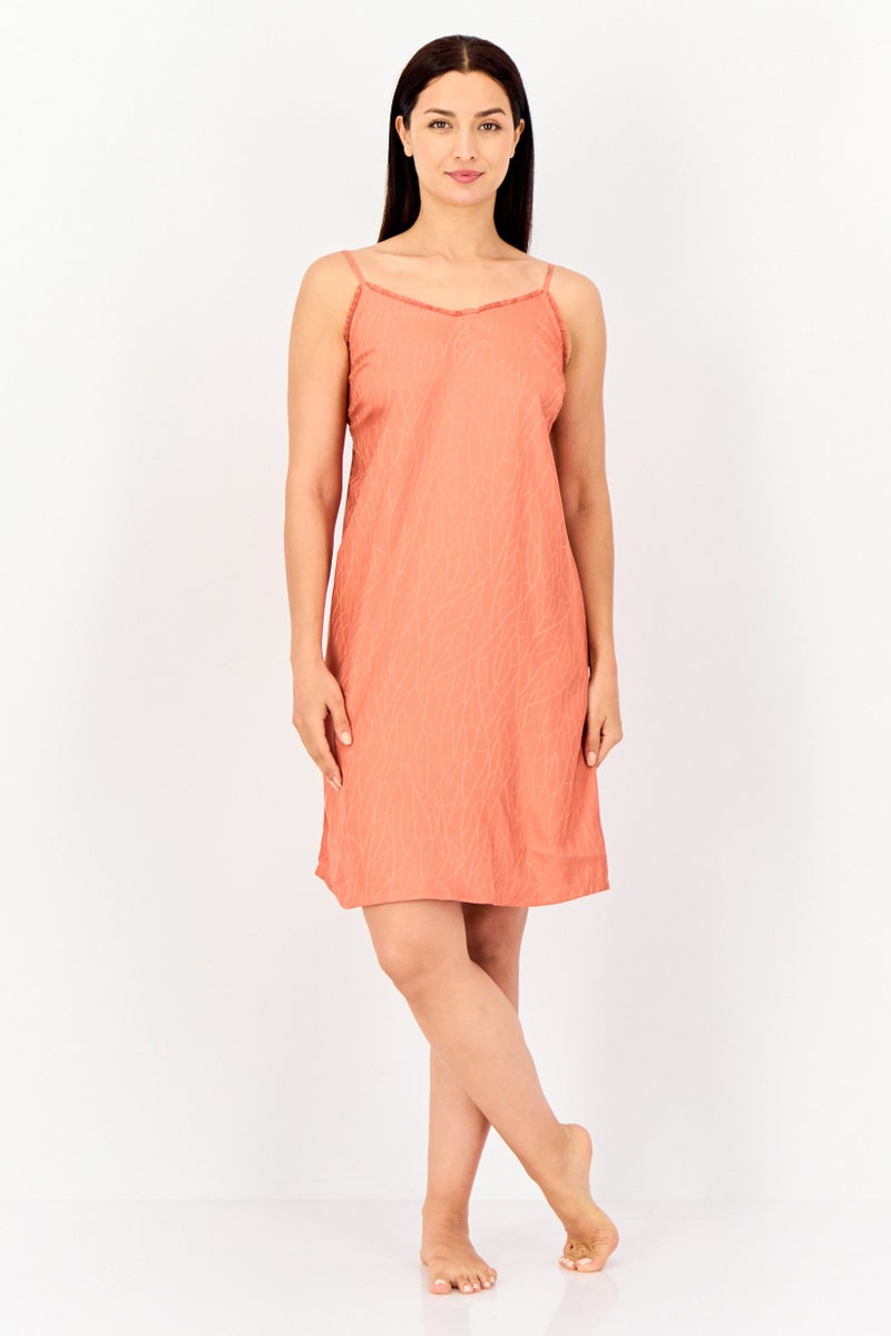 zivame Women V Neck Textured Sleepwear Dress, Old Rose - Image 4