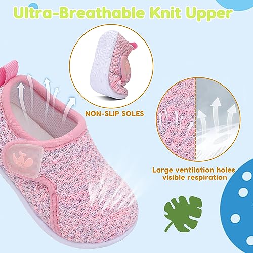 FEETCITY Baby Sneakers Boys Girls Slip On Shoes First Walking Crib Shoes Pink Purple - Image 4