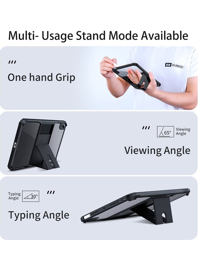 iPad Mini 6 Case with Stand, 8.3 Inch (2021, 6th Gen) Slim Clear Back, Shock-Absorbing Soft TPU Bumper, Integrated Camera Cover, Supports Apple Pencil Charging - Black - Image 4