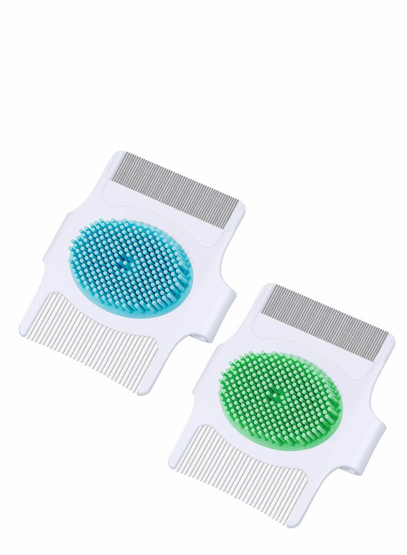 Excefore Cradle Cap Brush and Comb,3 In 1 Design Cradle Cap Brush Safe Baby’s Scalp Brush with Soft Rubber Bristles, Help Gently Massage Care Scalp 2 Pcs - Image 1