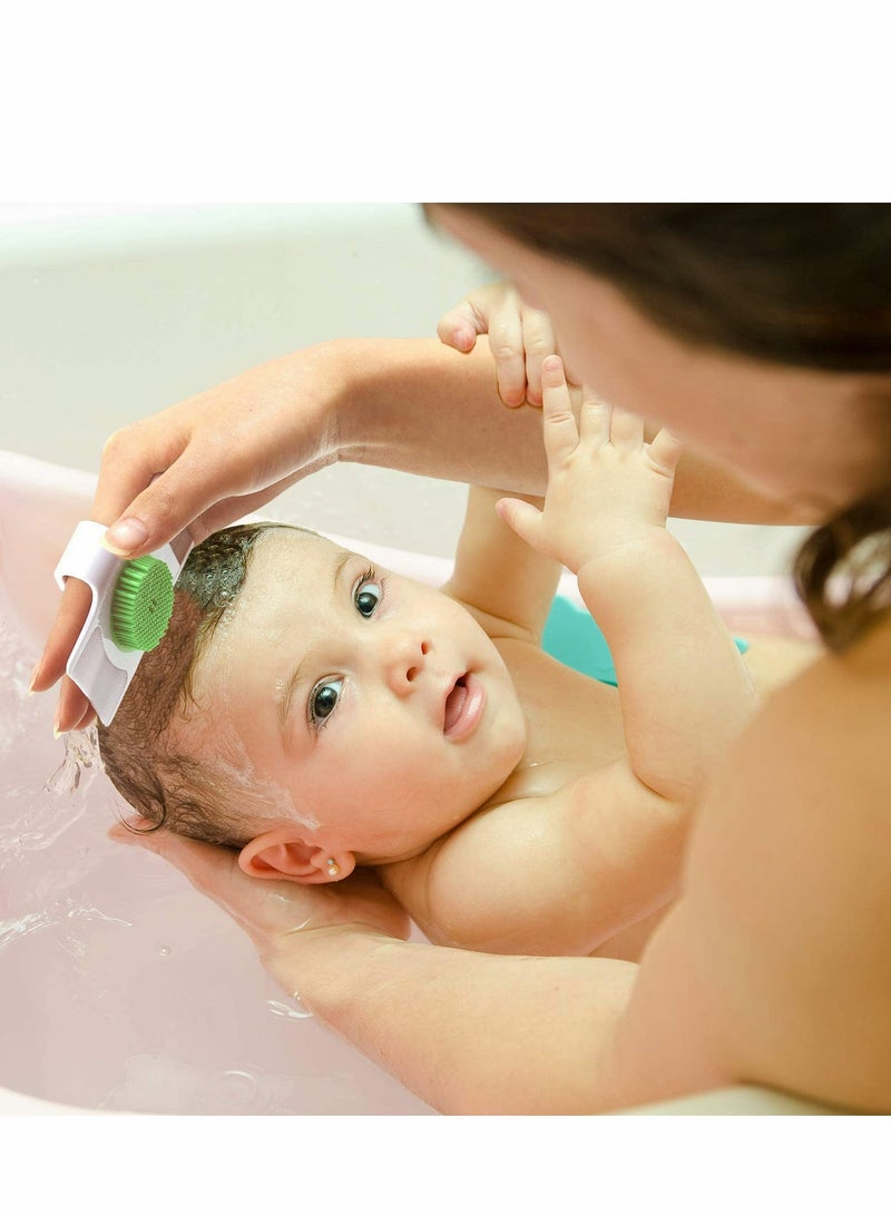 Excefore Cradle Cap Brush and Comb,3 In 1 Design Cradle Cap Brush Safe Baby’s Scalp Brush with Soft Rubber Bristles, Help Gently Massage Care Scalp 2 Pcs - Image 4