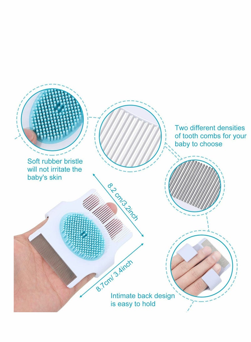 Excefore Cradle Cap Brush and Comb,3 In 1 Design Cradle Cap Brush Safe Baby’s Scalp Brush with Soft Rubber Bristles, Help Gently Massage Care Scalp 2 Pcs - Image 2