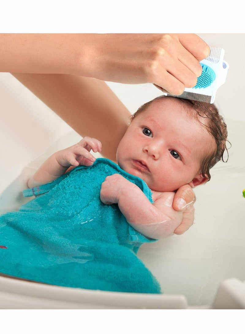 Excefore Cradle Cap Brush and Comb,3 In 1 Design Cradle Cap Brush Safe Baby’s Scalp Brush with Soft Rubber Bristles, Help Gently Massage Care Scalp 2 Pcs - Image 5