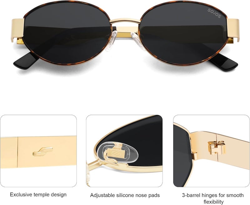 Sojos Retro Oval Sunglasses for Women Men Trendy Sun Glasses Classic Shades UV400 Protection SJ1217 - Image 5
