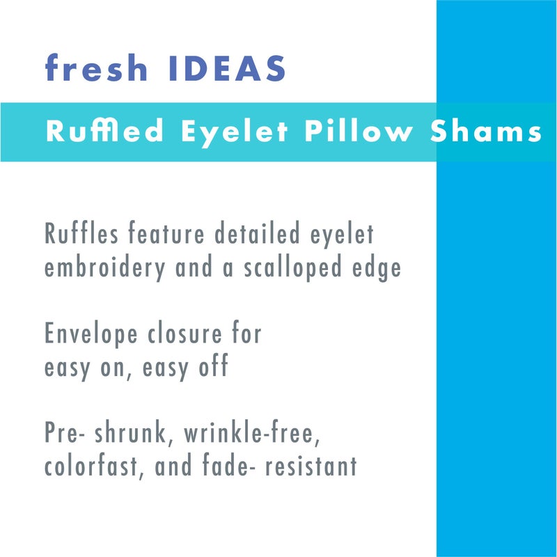 Fresh Ideas Ruffled Bed Pillow Shams with Embroidered Eyelet Detail  Standard  Ivory  2-Pack - Image 3