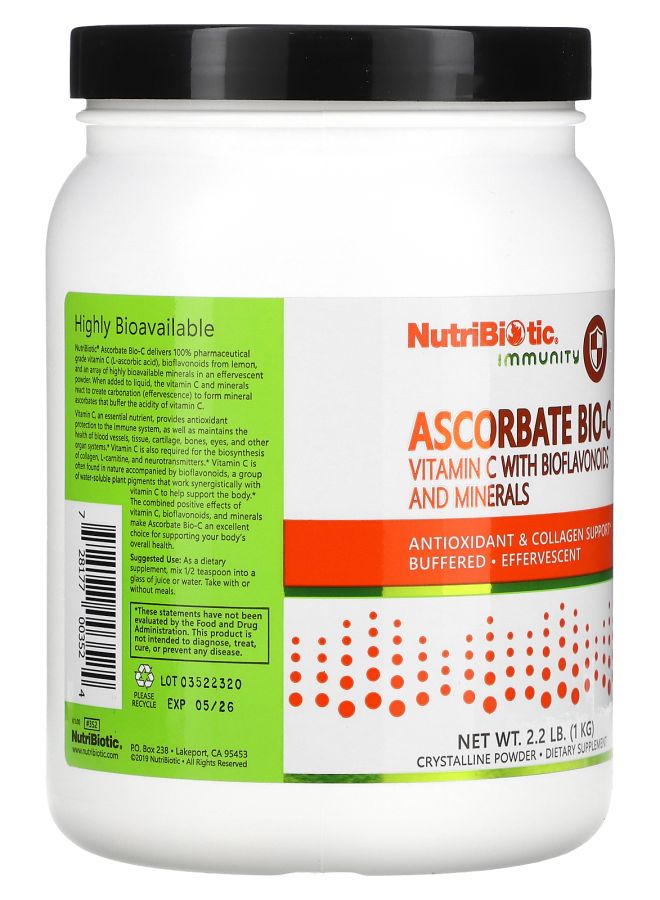 Nutribiotic Immunity Ascorbate Bio-C Vitamin C with Bioflavonoids and Minerals 2.2 lb (1 kg) - Image 2