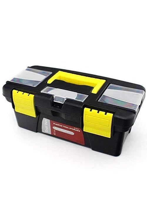 GLOWICK - Glowick Double Layer Portable Large Capacity Tool Storage Box HeavyDuty Portable Plastic Tool Box with Removable Tray for Easy Carry Handle Mini Hardware Bin 1Pcs - Image 1