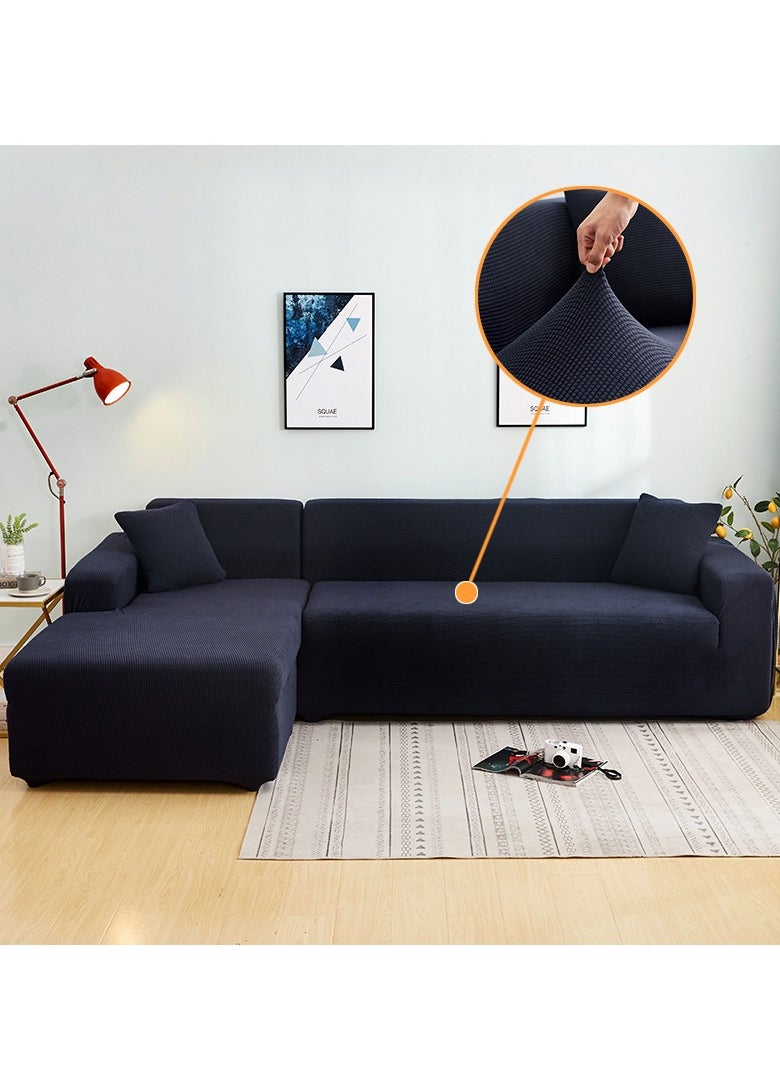 DUNISO Couch Slipcover L Shape Sofa Cover, Composed of a two-seat sofa cover and a three-seat sofa cover,High weight fully wrapped elastic sofa cover with Corn silk fabric,Sofa protective cover, anti slip cover, furniture protector,for L-shaped sofa which five people to sit on  - Image 1
