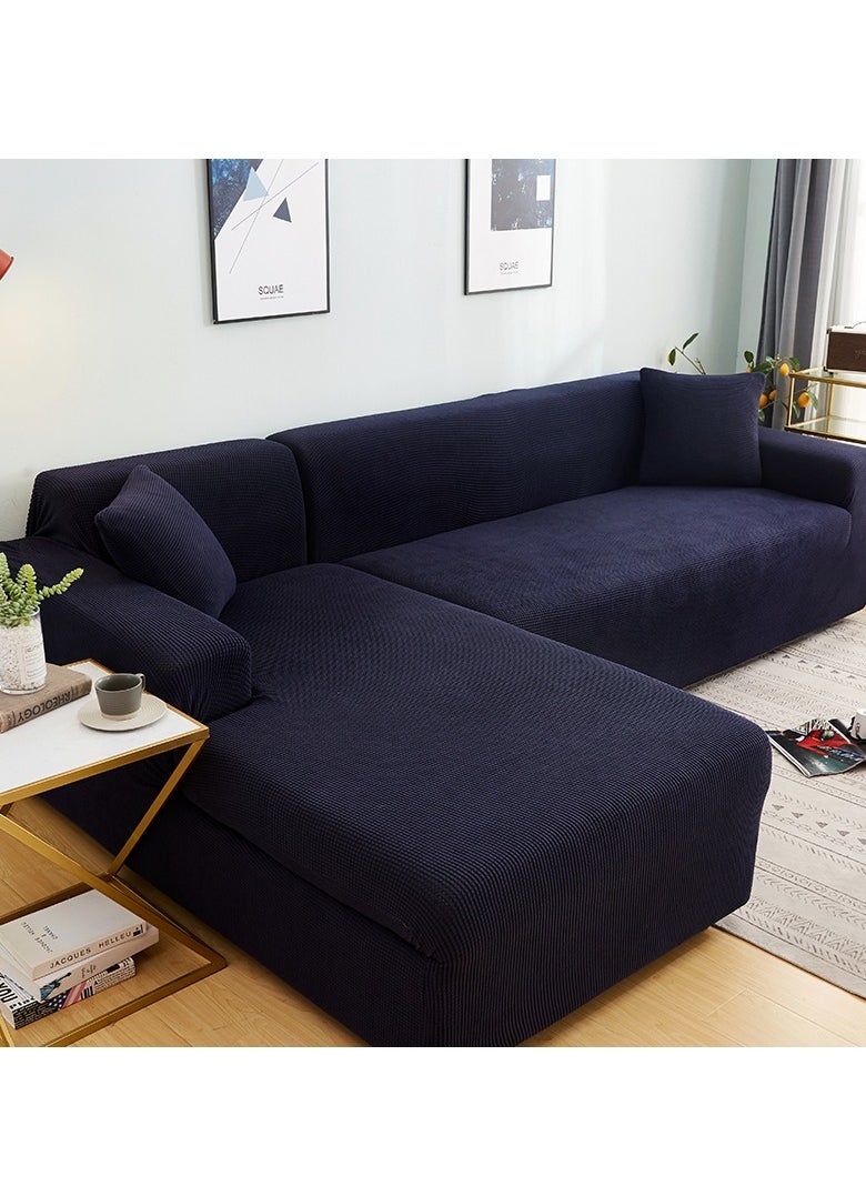 DUNISO Couch Slipcover L Shape Sofa Cover, Composed of a two-seat sofa cover and a three-seat sofa cover,High weight fully wrapped elastic sofa cover with Corn silk fabric,Sofa protective cover, anti slip cover, furniture protector,for L-shaped sofa which five people to sit on  - Image 2