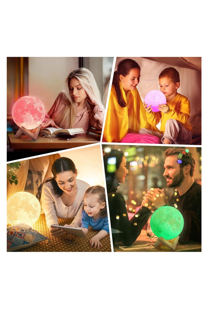 McDou 16 Colors LED 3D Moon Lamp, DIY Starry Moon Lamp Atmosphere Lamp Remote Control Lamp, Remote and Touch Control, Bedroom Decoration, Moonlight Gift for Girls Boys Children Women Birthday(15CM） - Image 5