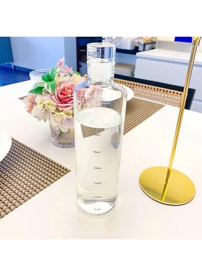 زجاجة مياه سعة 500 مل مع علامات زمنية قابلة لإعادة الاستخدام، زجاجة بلاستيكية للشرب الرياضي في الهواء الطلق (شفافة) - Image 2