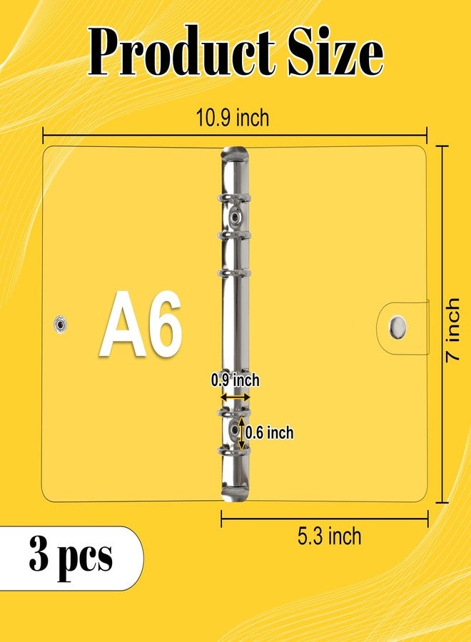 SBYURE 3 Pack A6 Clear PVC Binder Transparent Soft 6 Ring Binders Notebook Cover A6 Binder for Refillable Notebook, School, Office, Meeting - Image 2