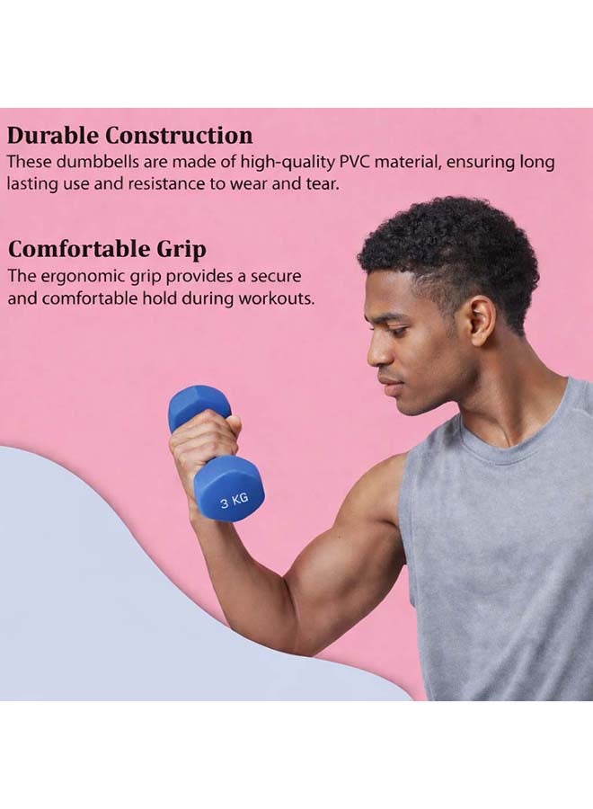 Elan PVC Dumbbell 3 Kg – Fixed Weight Fitness Dumbbell for Strength Training, Home Gym and Muscle Toning Exercises - Image 4