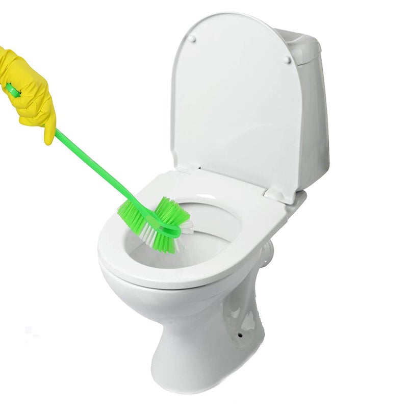 STACKRAID Plastic Toilet Brush Bathroom Cleaning Kit Long Handle Double Sided Scrubbing Bristles Brushes Cleaner Easy to Clean Corners Indian Western Toilette with Multicolor (Brush+Broom) - Image 2