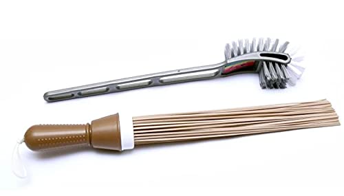 STACKRAID Plastic Toilet Brush Bathroom Cleaning Kit Long Handle Double Sided Scrubbing Bristles Brushes Cleaner Easy to Clean Corners Indian Western Toilette with Multicolor (Brush+Broom) - Image 1