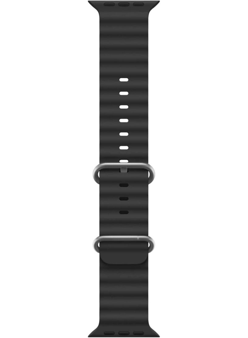 Apple Watch Band Ultra 49mm 45mm 44mm 42mm, Adjustable Loop with Buckle Soft Stretchy Silicone Sports Band for iWatch Series SE 8 7 6 5 4 3 2 1 Men Women, Black - Image 4