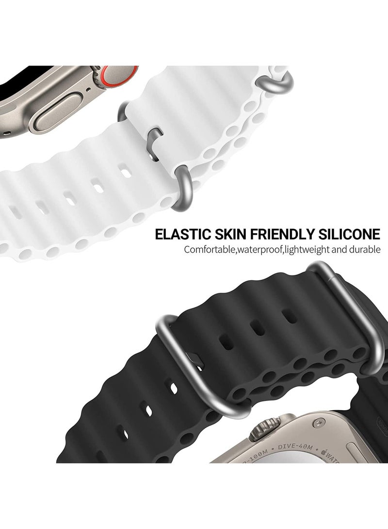 Apple Watch Band Ultra 49mm 45mm 44mm 42mm, Adjustable Loop with Buckle Soft Stretchy Silicone Sports Band for iWatch Series SE 8 7 6 5 4 3 2 1 Men Women, Black - Image 3