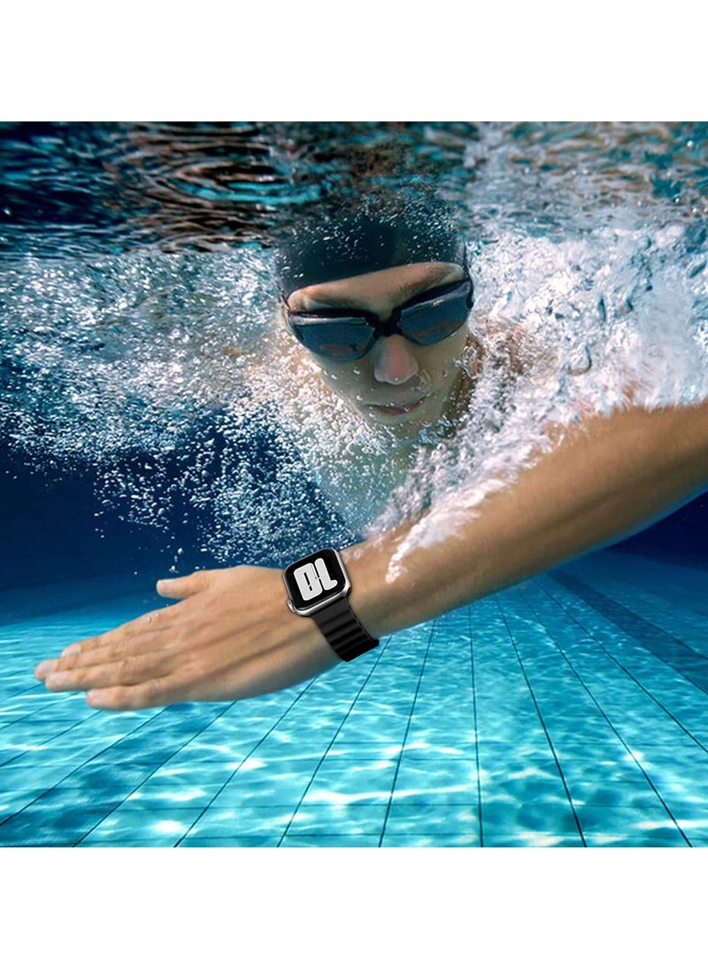 Apple Watch Band Ultra 49mm 45mm 44mm 42mm, Adjustable Loop with Buckle Soft Stretchy Silicone Sports Band for iWatch Series SE 8 7 6 5 4 3 2 1 Men Women, Black - Image 5