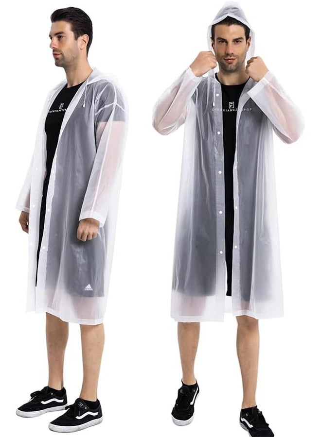2-Piece Unisex Raincoat, Sport Outdoor Travel Waterproof Hooded EVA Drawstring Regular Size-White