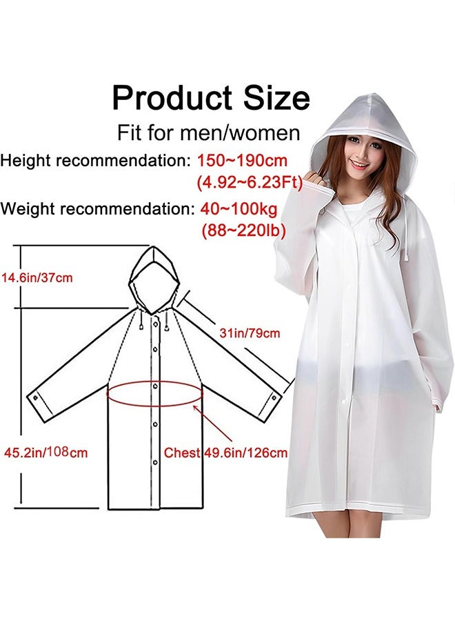 2-Piece Unisex Raincoat, Sport Outdoor Travel Waterproof Hooded EVA Drawstring Regular Size-White