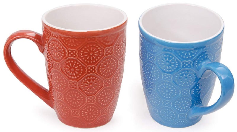 KITTENS Ceramic Coffee Mug Set of 2 – 330ml Each – Artisan Embossed Design – Red & Blue – Microwave & Dishwasher Safe – Food Grade, Lead-Free – Ideal for Daily Use & Gifting - Image 2