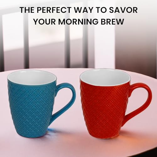 KITTENS Ceramic Coffee Mug Set of 2 – 330ml Each – Artisan Embossed Design – Red & Blue – Microwave & Dishwasher Safe – Food Grade, Lead-Free – Ideal for Daily Use & Gifting - Image 5