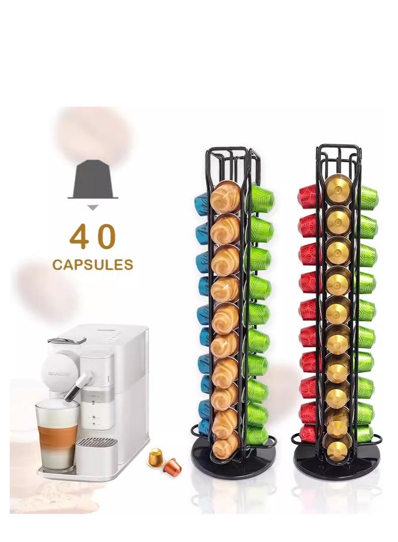 Black Rotating Coffee Capsule Organizer, Holds 40 Capsules  - Image 1