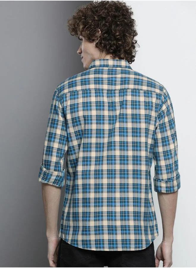 The Indian Garage Co Men Slim Fit Checkered Full Sleeves Spread Collar Casual Shirt