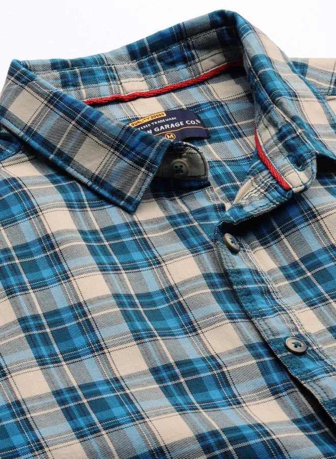 The Indian Garage Co Men Slim Fit Checkered Full Sleeves Spread Collar Casual Shirt