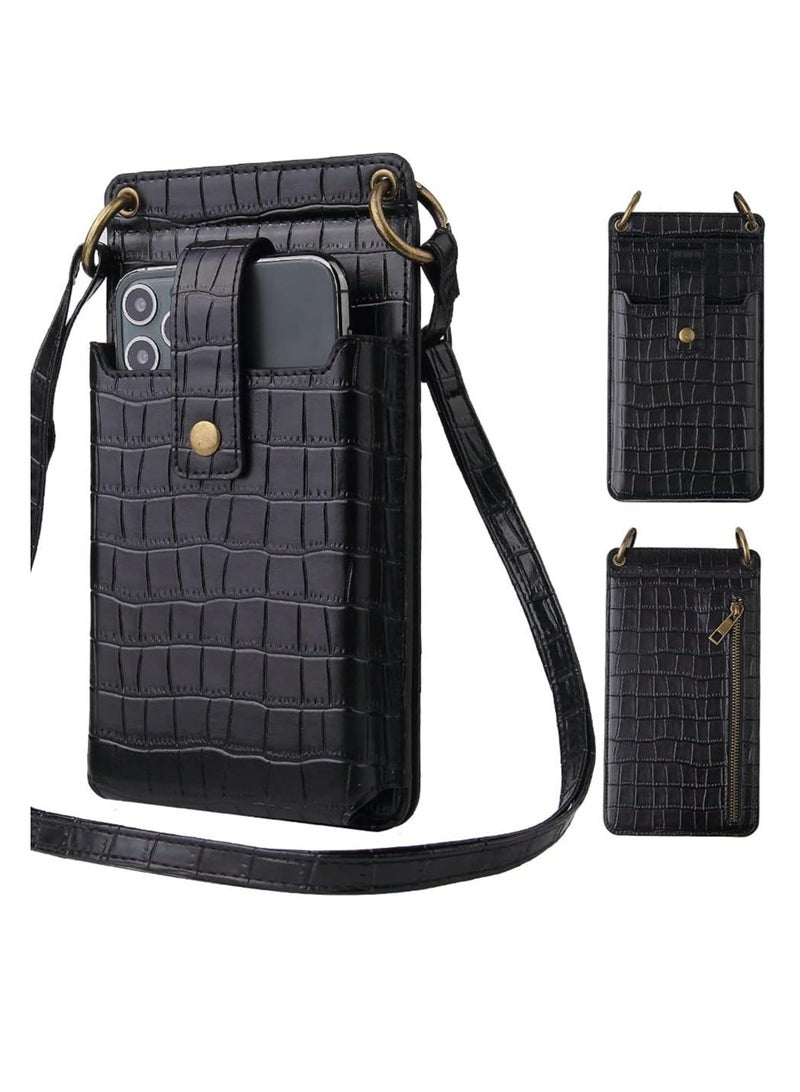 Oasisgalore PU Leather Crossbody Phone Bag for Women with Card Slots and Mirror, Fits Most Smartphones  - Image 1
