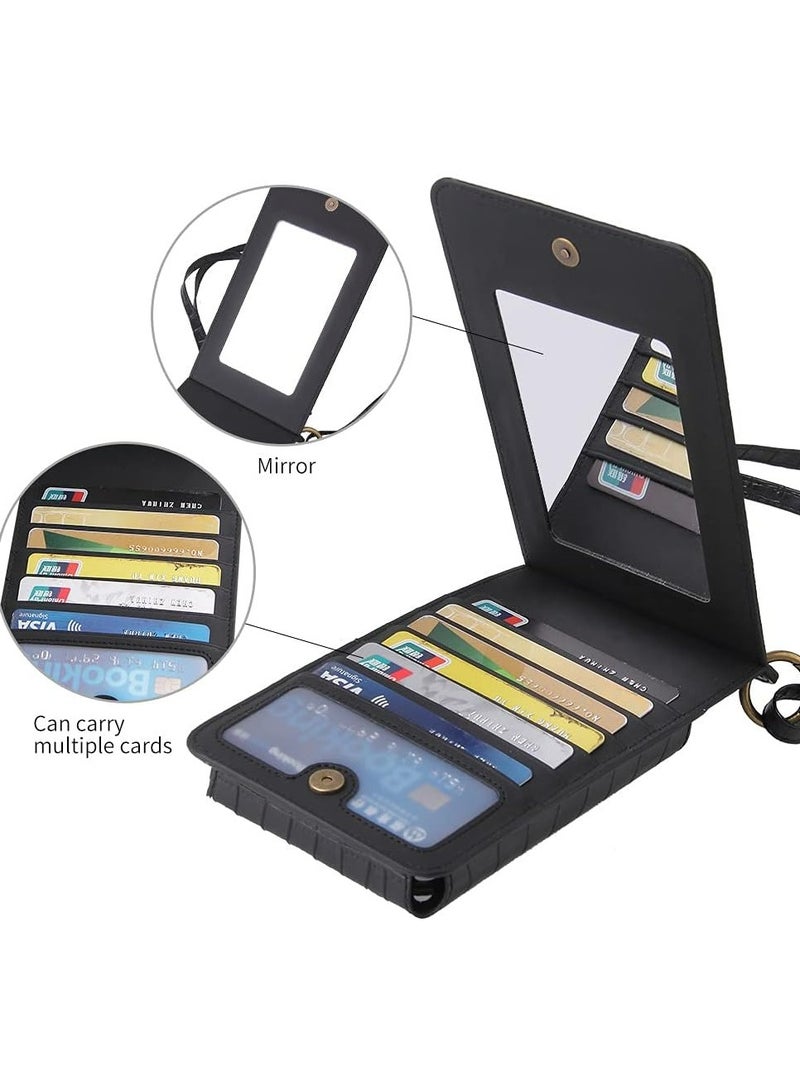 Oasisgalore PU Leather Crossbody Phone Bag for Women with Card Slots and Mirror, Fits Most Smartphones  - Image 3
