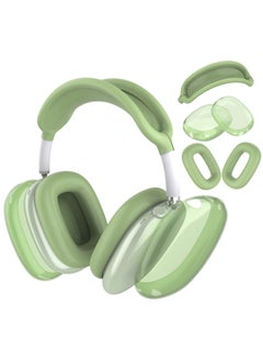For Apple Airpods Max Earphone Case Headset Bluetooth Headset Protective Case Solid Color Silicone Earphone Case-Color:Green Three-piece Set-Model:AirPods Max Headphone Case