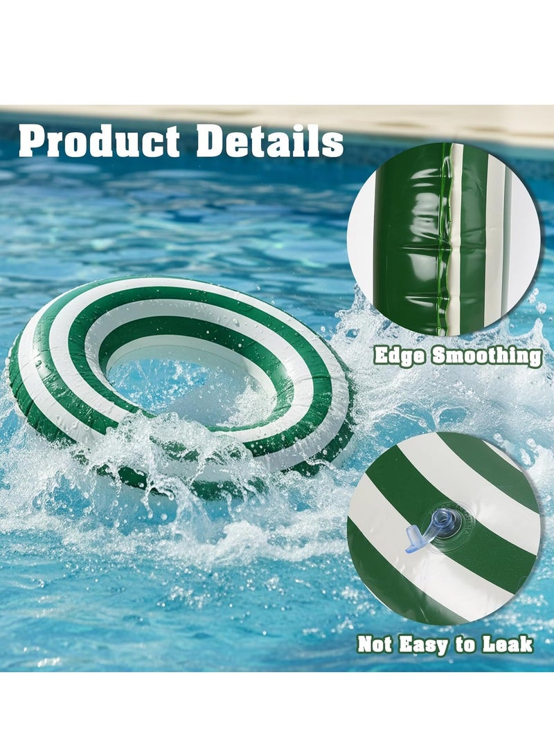 SODANEED Inflatable Swimming Ring, 35" Vintage Stripe Inflatable Tube Pool Float, Large Pool Float for Adults Children Inner Tube, Inflatable Floating Pool Rings with Air Valve-green white - Image 3