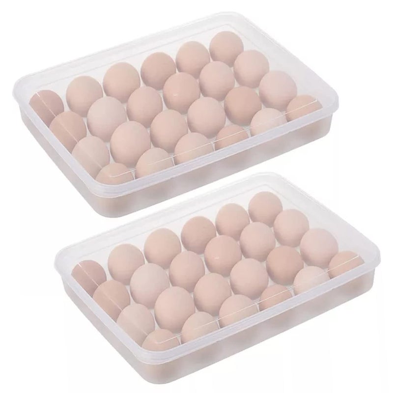 Mini House 24 Grid Egg Storage Box Egg Refrigerator Storage Tray Stackable Plastic Egg Containers for Fridge Kitchen Set of 2 - Image 1