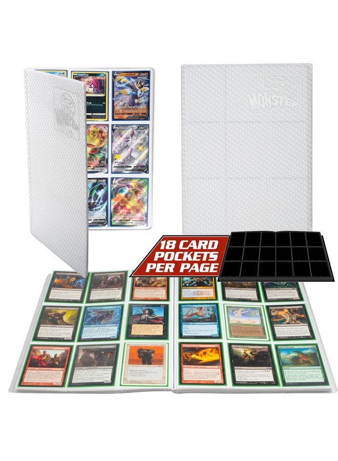 Monster Protectors Monster 9 Pocket Trading Card Binder - Holofoil White w White Pages Album, Anti-Theft TCG Protection w Side Loading Padded Pockets, Double Sided, Holds 360 Cards, Sport, Gaming, Kpop, Gift  - Image 1