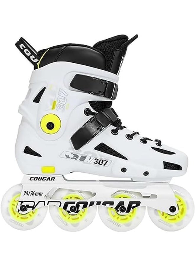 Cougar Model 307 Adult Roller Skates, Adjustable, with Four Light-Up Polyurethane Wheels, Suitable for Indoor and Outdoor Use, for Boys, Girls, and Beginners. Color: White, Size: 45 - Image 2