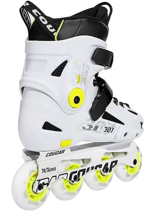 Cougar Model 307 Adult Roller Skates, Adjustable, with Four Light-Up Polyurethane Wheels, Suitable for Indoor and Outdoor Use, for Boys, Girls, and Beginners. Color: White, Size: 45 - Image 5