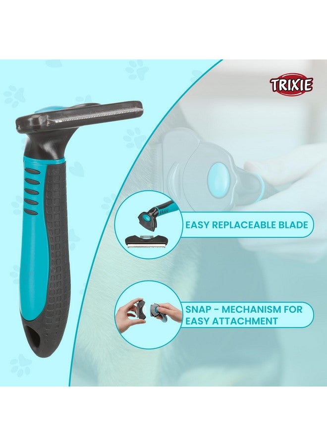 تريكسي ماكينة تشذيب شعر الكلاب والقطط | تفك تشابك الشعر وتزيله، وتعتني بلطف بالطبقة الأساسية | رؤوس تشذيب سهلة الاستبدال بآلية قفل على المقبض - مقاس كبير 11 × 15 سم - Image 3