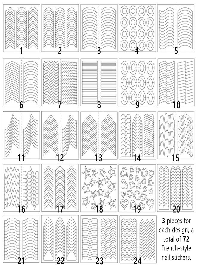 Snmzlc 72 Sheets 2136 Pieces French Manicure Nail Art Stickers,32 Designs Self-Adhesive Nail Tips Guides for DIY Decoration Stencil Tools French tip Nail Guides kit (72 Sheets 32 Designs) US290 (72) - Image 2