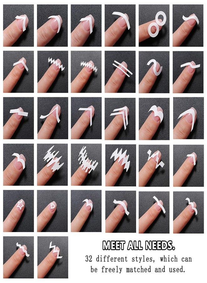 Snmzlc 72 Sheets 2136 Pieces French Manicure Nail Art Stickers,32 Designs Self-Adhesive Nail Tips Guides for DIY Decoration Stencil Tools French tip Nail Guides kit (72 Sheets 32 Designs) US290 (72) - Image 3