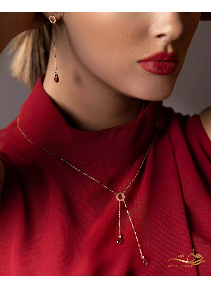 Ruby Art Gold 18K Pure Gold Necklace for women Pomegranate tie gold necklace   - 1.49  Gram - Image 2